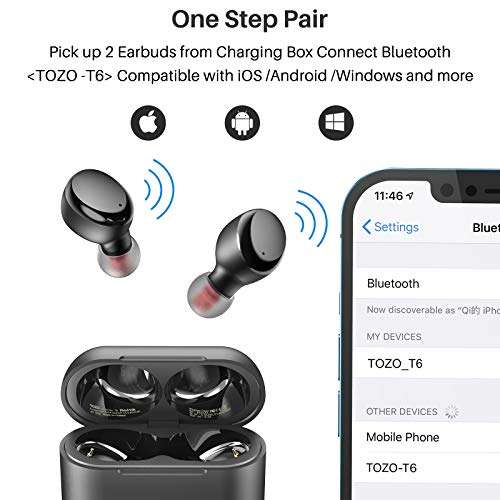 TOZO T6 auriculares Bluetooth , auriculares inalámbricos potente