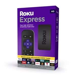Roku Express HD nuevo modelo - 3960R WIFI más rápido que el modelo anterior | Reproductor multimedia de transmisión FHD con cable HDMI de alta velocidad y control remoto