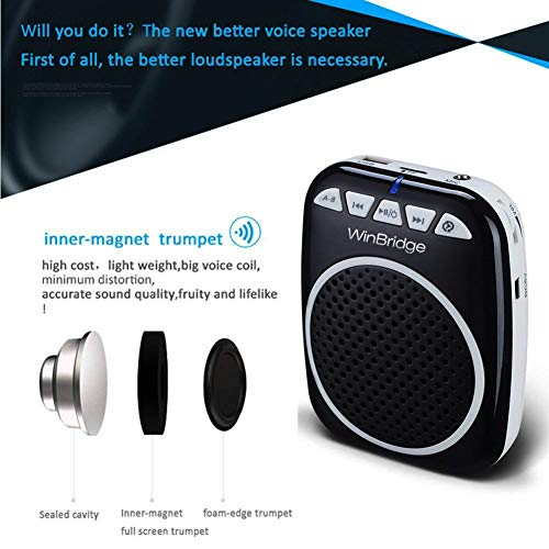 W WINBRIDGE Amplificador de voz Bluetooth de 25 W potente con micrófono de  auriculares portátiles con cable, amplificador de voz para profesores