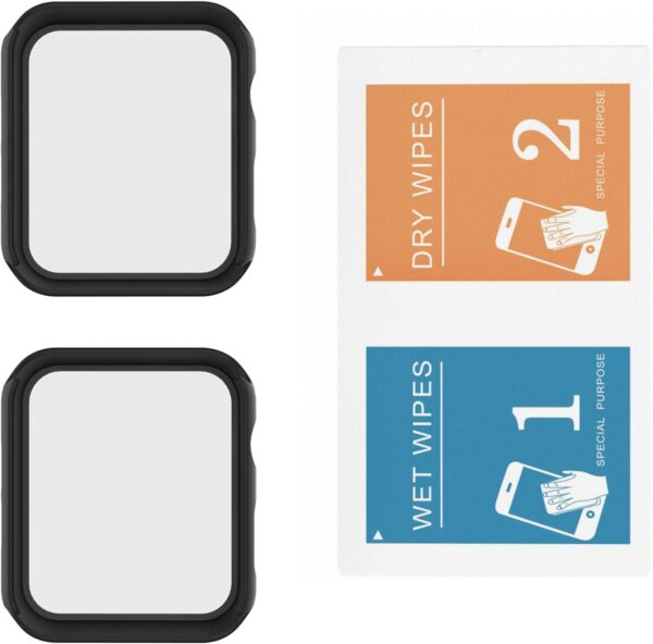 Misxi - Juego de 2 fundas rígidas de policarbonato con protector de pantalla de vidrio templado para Apple Watch Series 6 SE Series 5 y Series 4 de 44 mm negra - Imagen 8