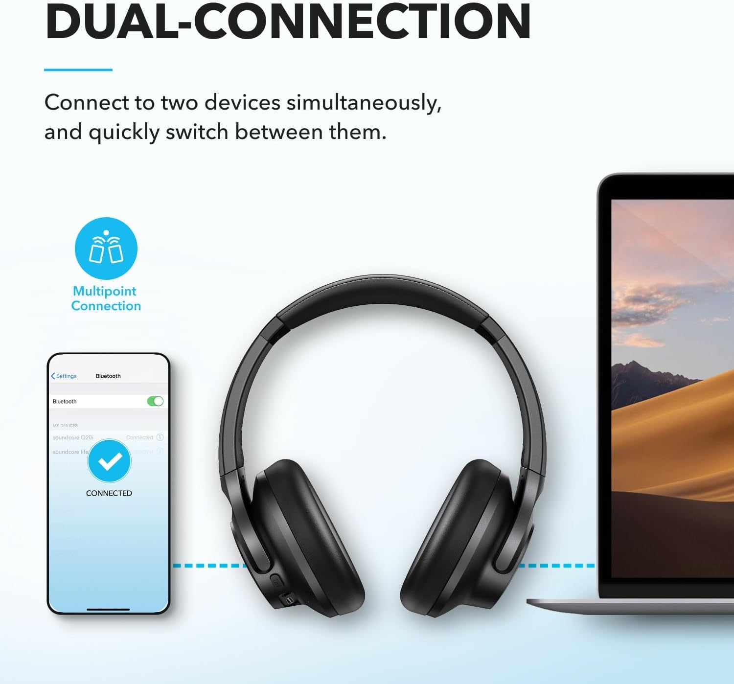 Soundcore by Anker Q20i Auriculares híbridos con cancelación activa de ruido colo negro - Imagen 7