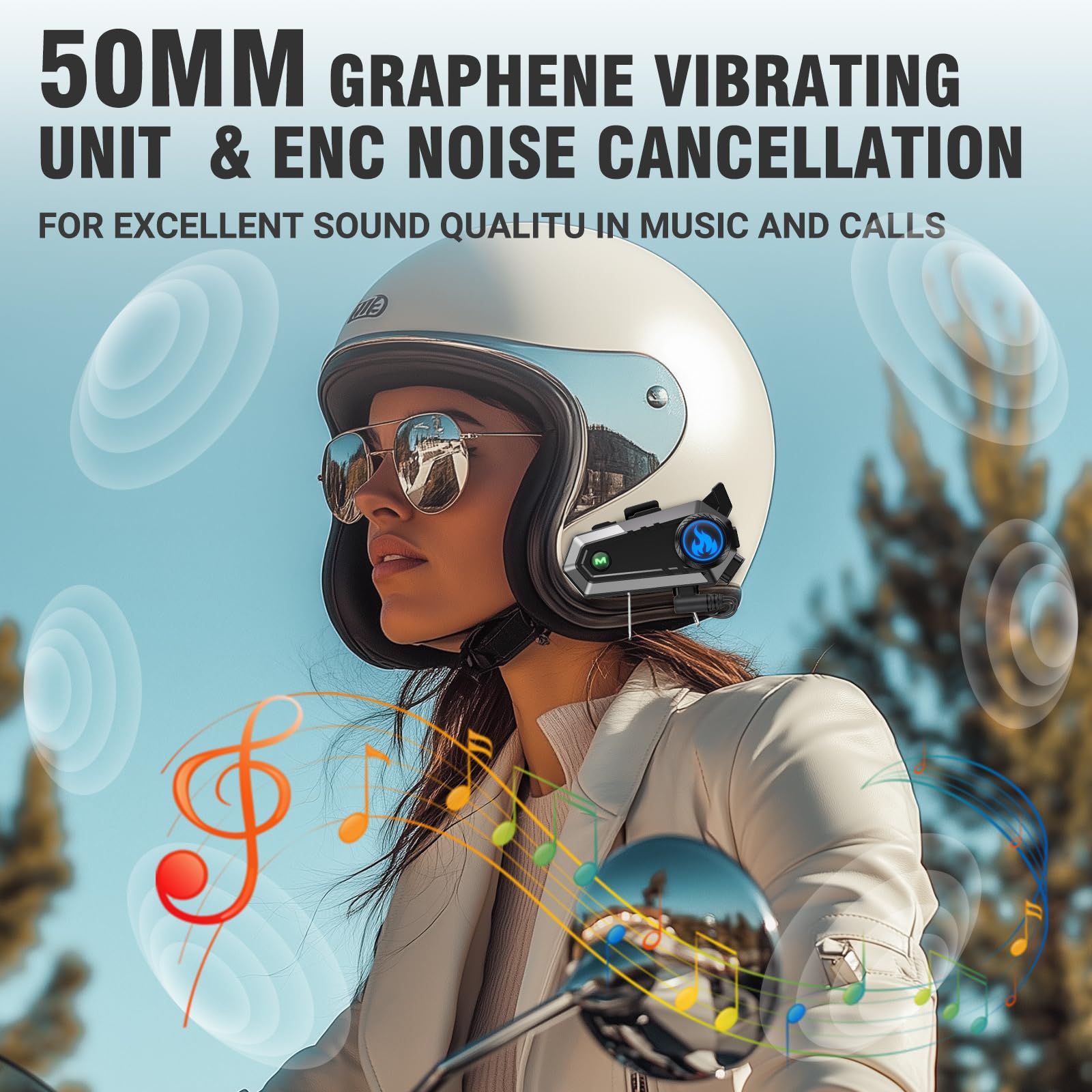 TOUCH TWO C9 Auriculares Bluetooth Multifuncionales para Casco de Motocicleta - Imagen 7