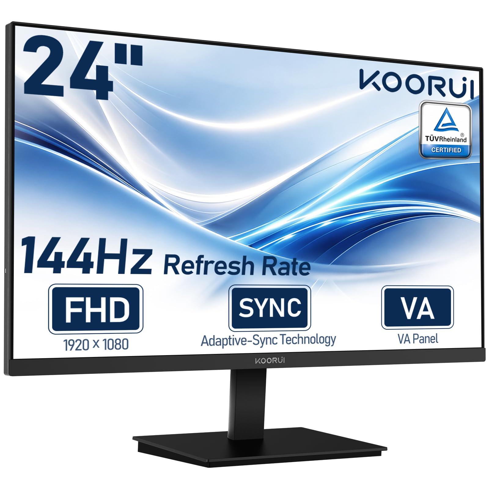 KOORUI 24 inch Computer Monitor, 144Hz FHD VA for Study, Work & Play