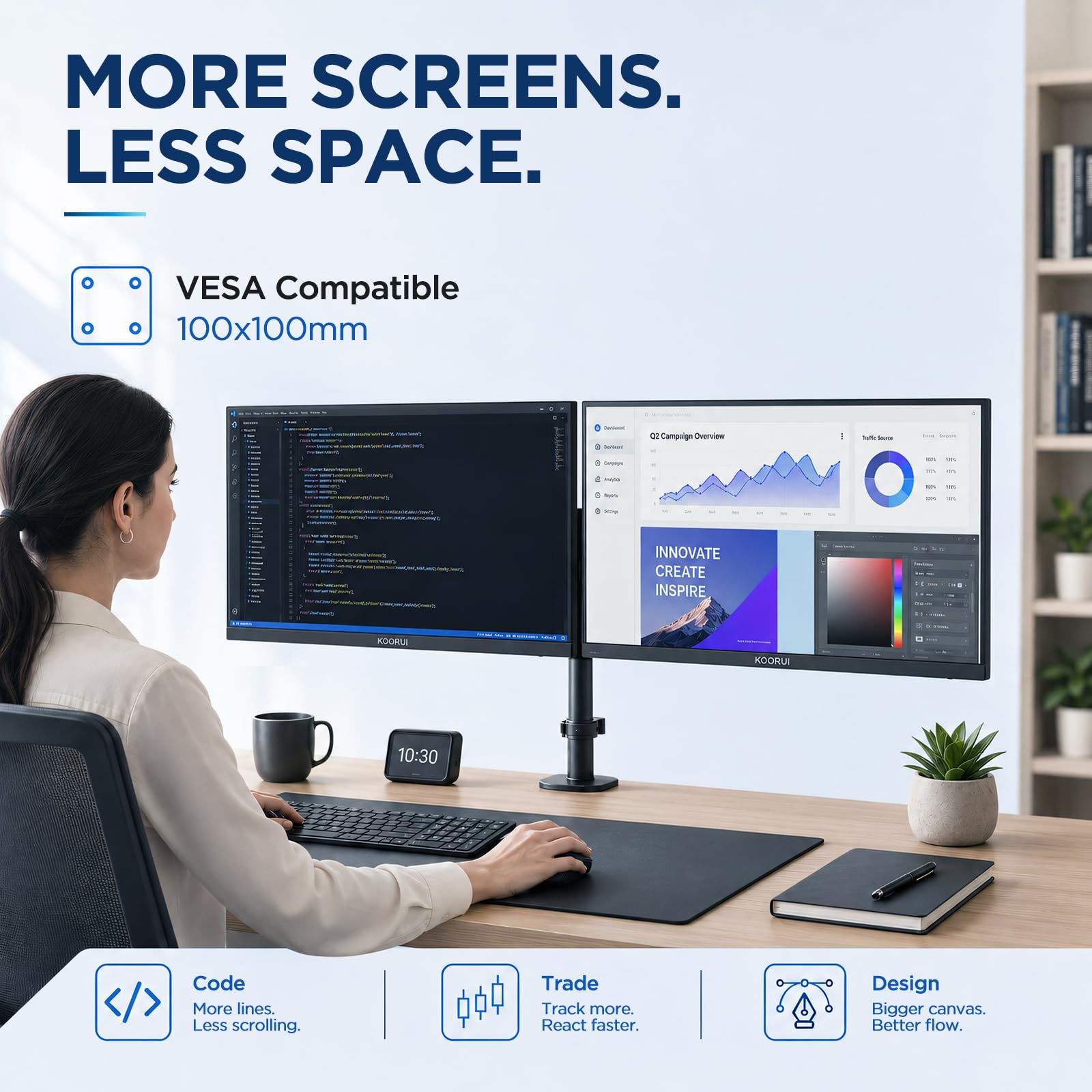 KOORUI 24 inch Computer Monitor, 144Hz FHD VA for Study, Work & Play - Imagen 5