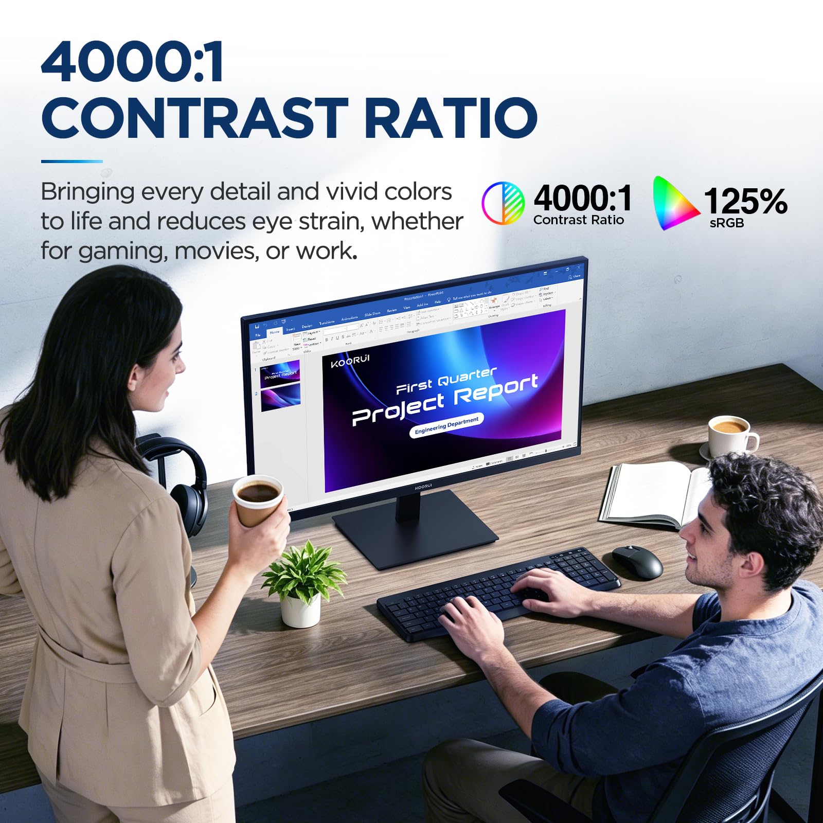 KOORUI 24 inch Computer Monitor, 144Hz FHD VA for Study, Work & Play - Imagen 4