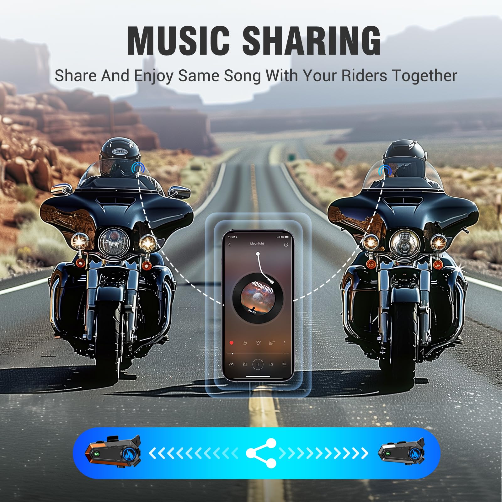 TOUCH TWO C9 Auriculares Bluetooth Multifuncionales para Casco de Motocicleta - Imagen 5