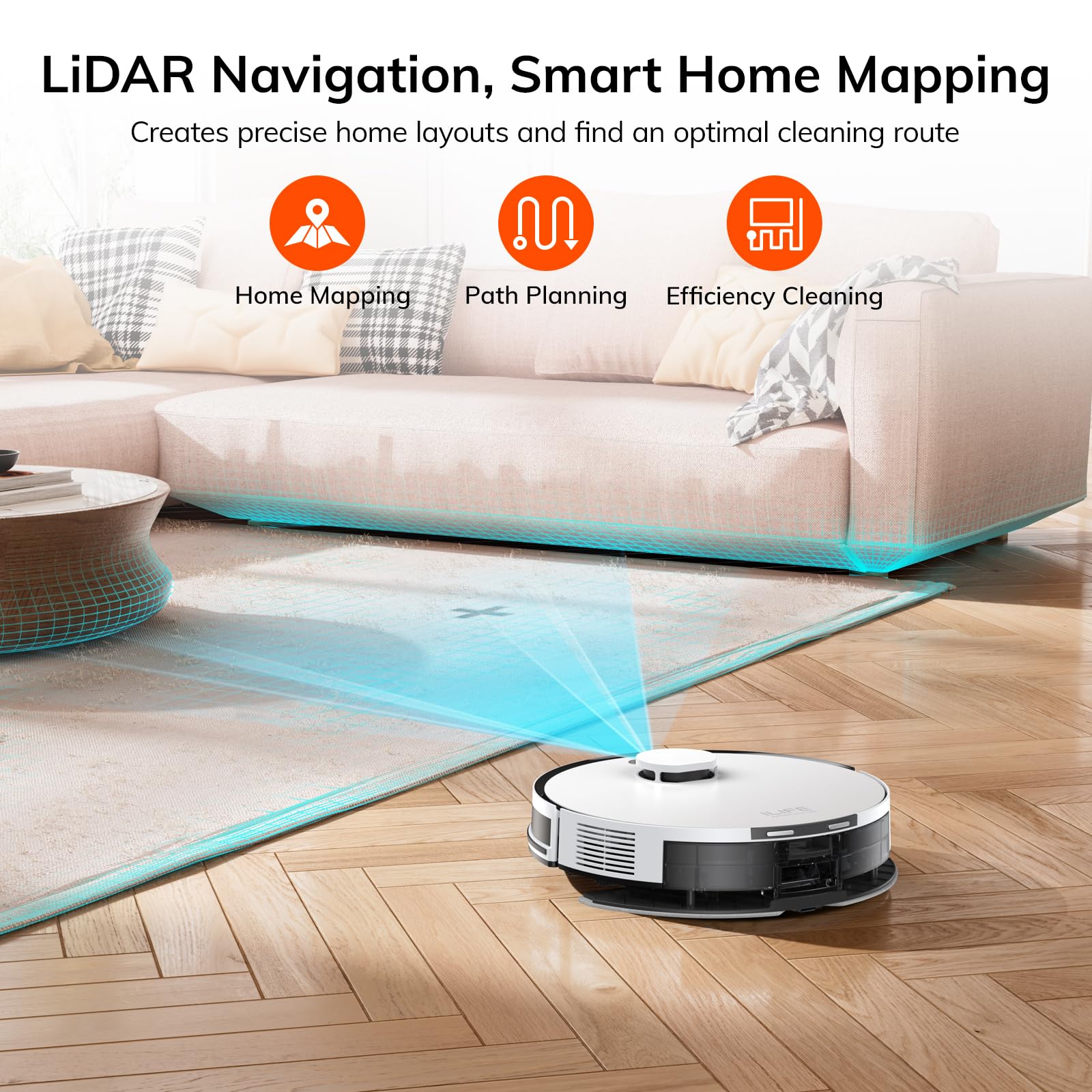 ILIFE A30 Pro Robot Aspiradora y Trapeadora, Estación de Vaciado Automático para 60 Días, Succión de 5000 Pa, Navegación LiDAR - Imagen 4