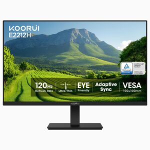 KOORUI Monitor de Computadora de 22 Pulgadas Full HD 1080P 120Hz VA VESA Low Blue Light E2212H