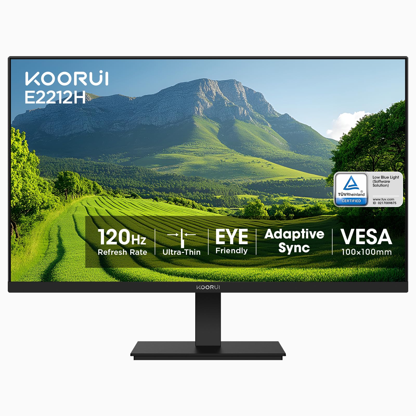KOORUI Monitor de Computadora de 22 Pulgadas Full HD 1080P 120Hz VA VESA Low Blue Light E2212H